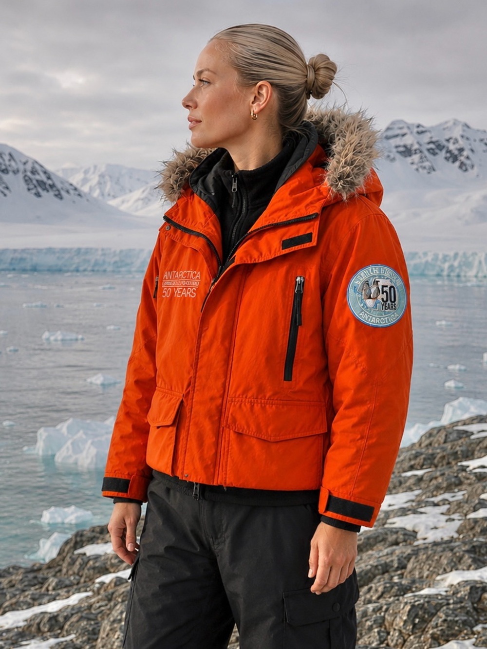 Lindblad Expeditions National Geographic Antarctica 50 Years Orange Parka Kids L